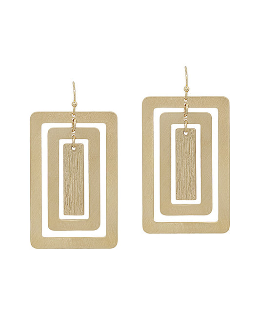 Tripe Square Brushed Texture 47mm Earring