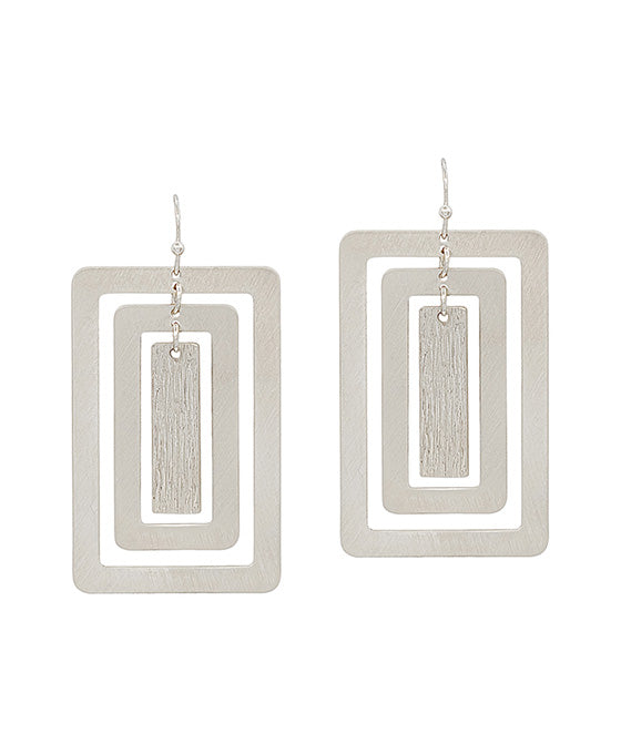 Tripe Square Brushed Texture 47mm Earring