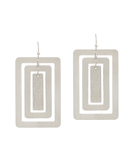 Tripe Square Brushed Texture 47mm Earring
