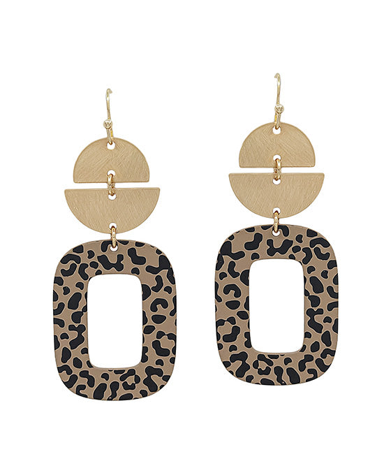 Leo Print Color Coat 3 Drop Geo Earring