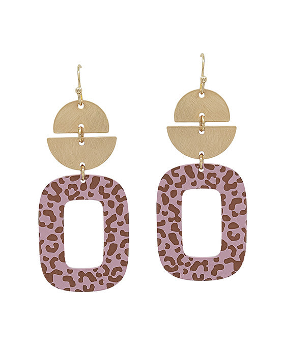 Leo Print Color Coat 3 Drop Geo Earring