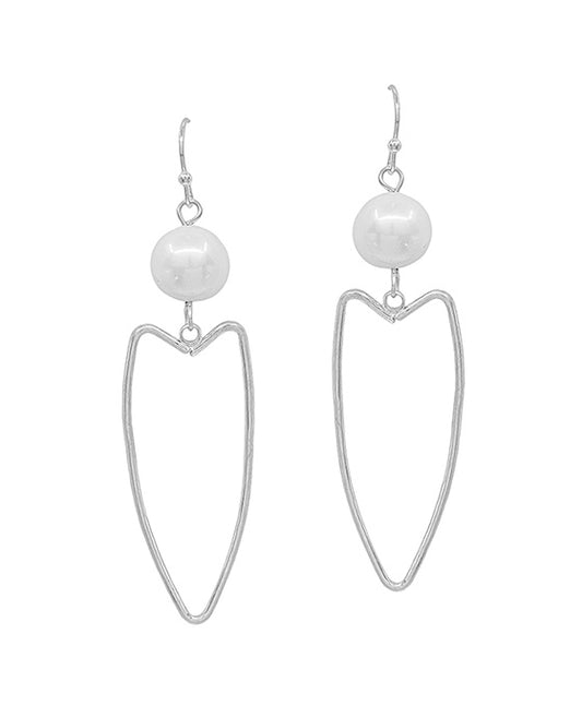 Fresh Water Pearl & Arrow Head Metal Earring