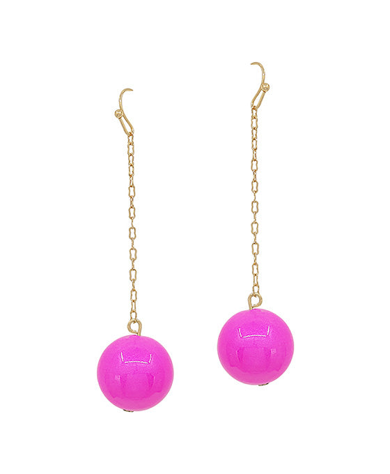 18mm Color Coating Ball Drop Linear Earring