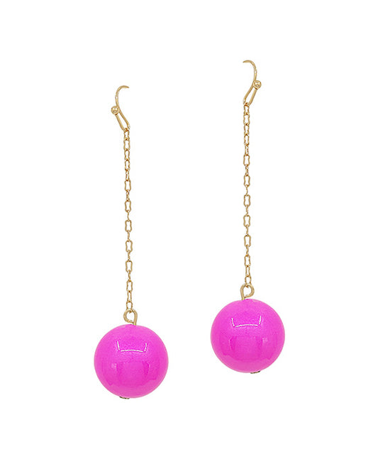 18mm Color Coating Ball Drop Linear Earring