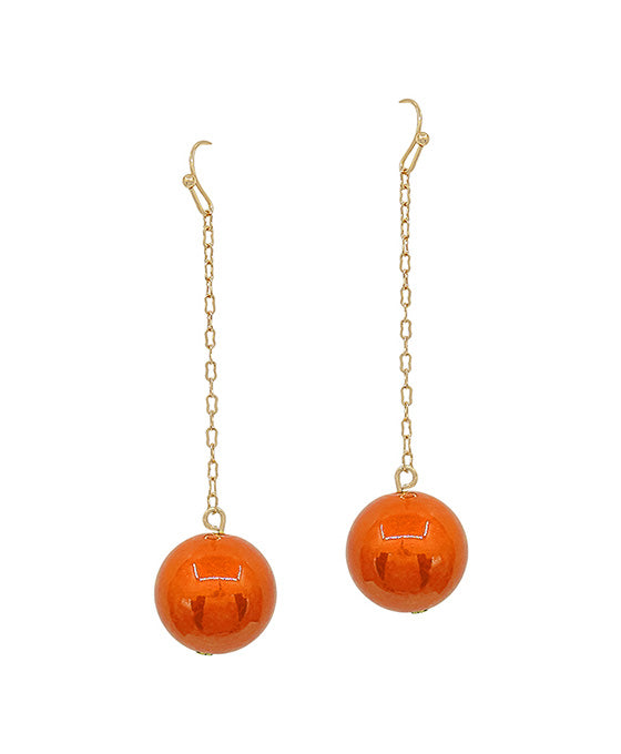 18mm Color Coating Ball Drop Linear Earring