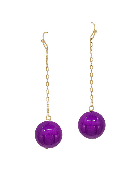 18mm Color Coating Ball Drop Linear Earring
