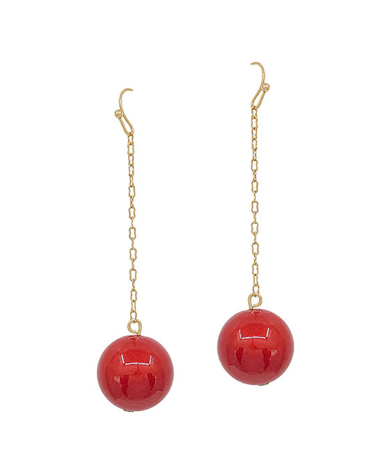 18mm Color Coating Ball Drop Linear Earring