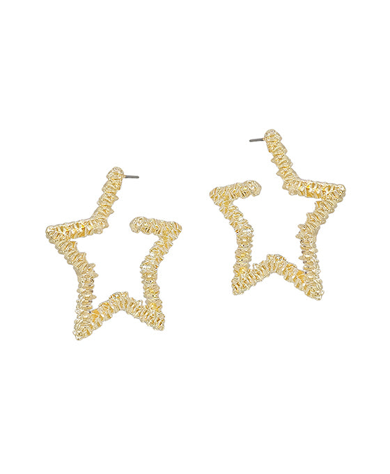 Star Shape Textured Metal Post Earring