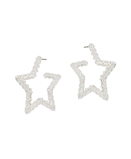 Star Shape Textured Metal Post Earring