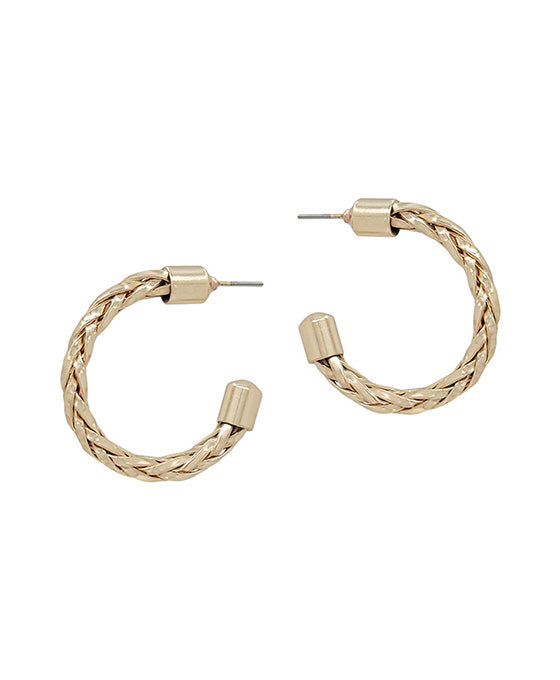 30mm Braided Metal Hoop Post Earring