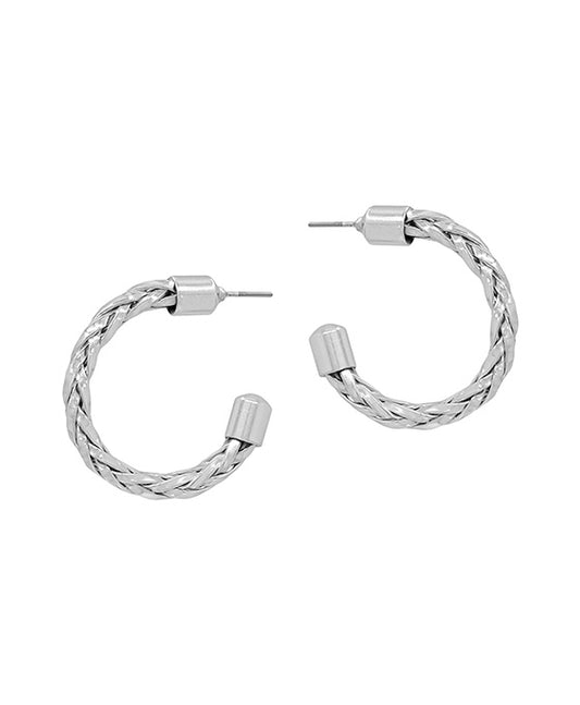 30mm Braided Metal Hoop Post Earring