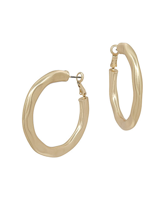 Textured Bold Metal Round Earring - 1.75"