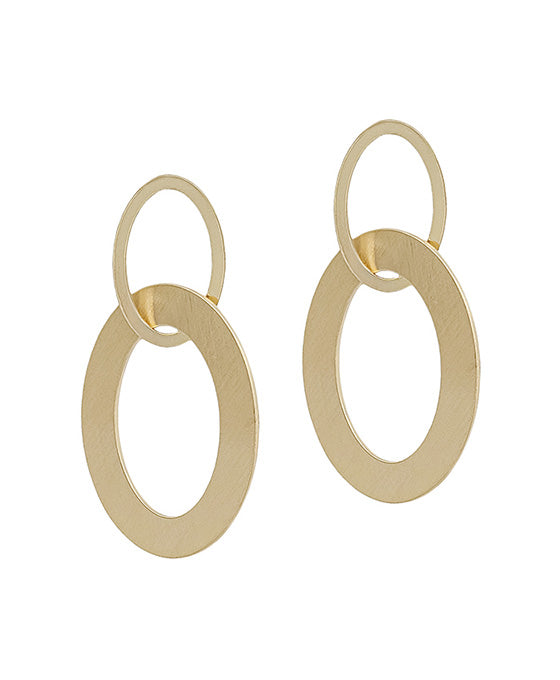 Oval Shaped Metal Double Linked Earring