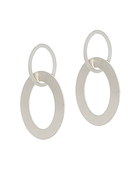 Oval Shaped Metal Double Linked Earring