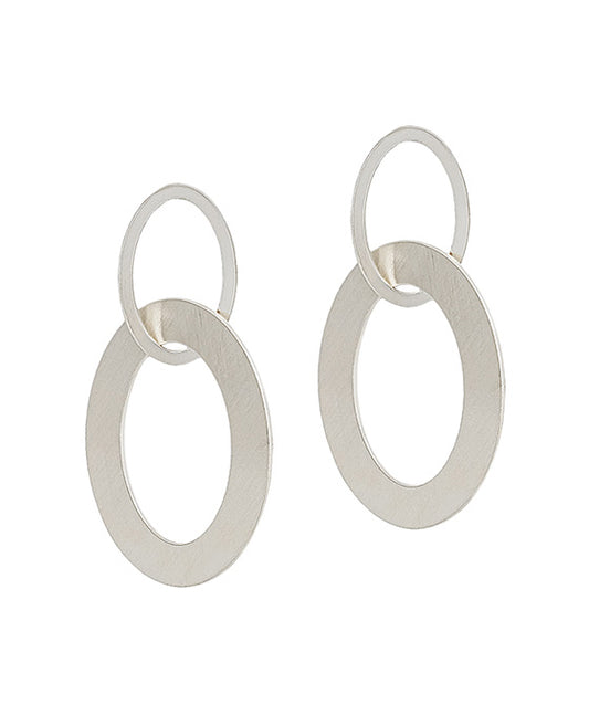 Oval Shaped Metal Double Linked Earring
