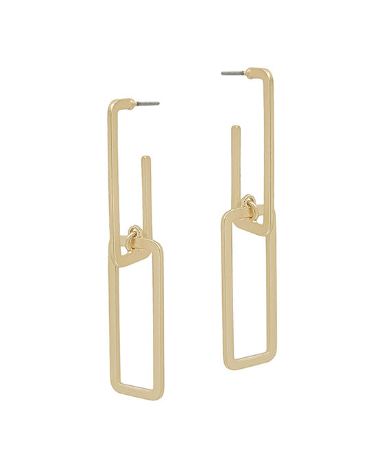 Double Rectangle Shape Metal Post Earring