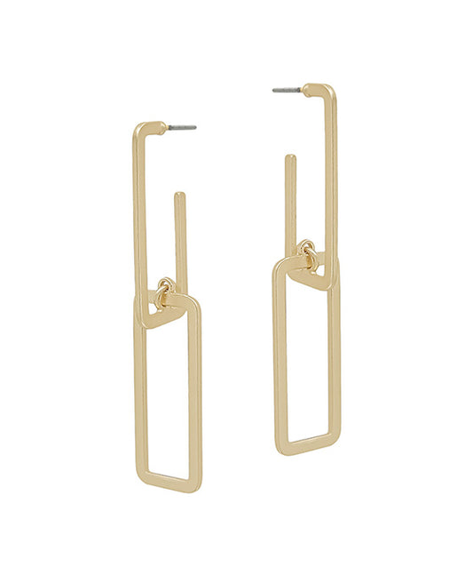 Double Rectangle Shape Metal Post Earring