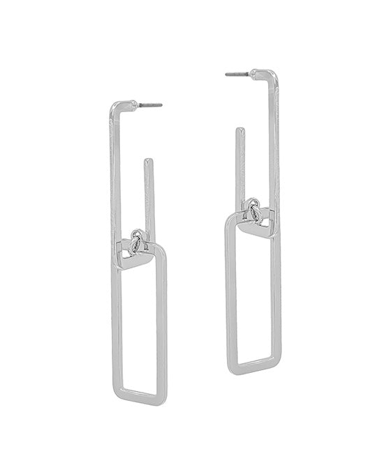 Double Rectangle Shape Metal Post Earring