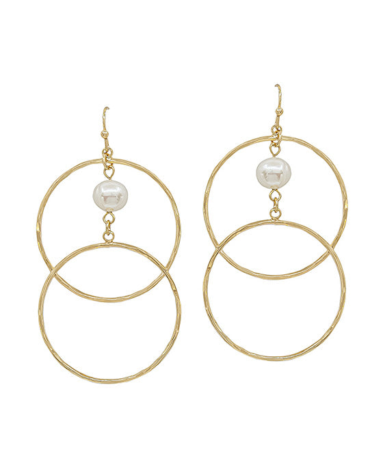 Fresh Water Pearl Accent Double Round Earring