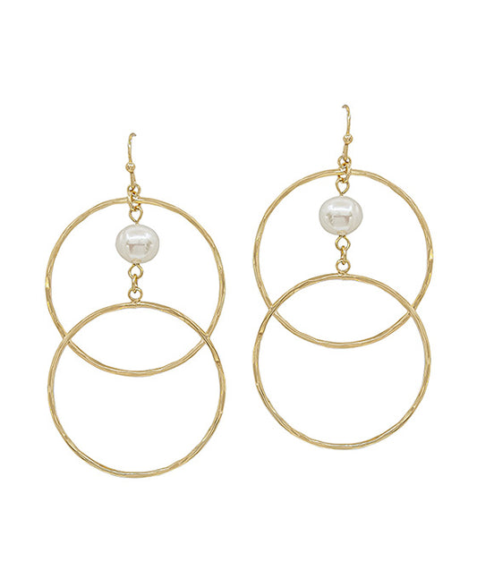 Fresh Water Pearl Accent Double Round Earring