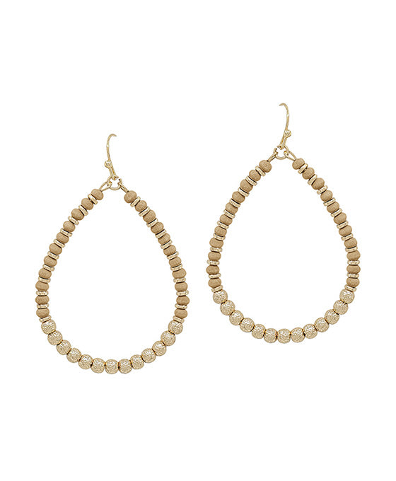 Wood Beads & Satin Ball Accent Earring