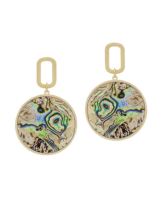 Oval Casting Accent Round Mop Earring