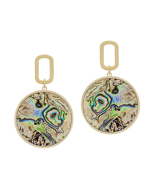 Oval Casting Accent Round Mop Earring