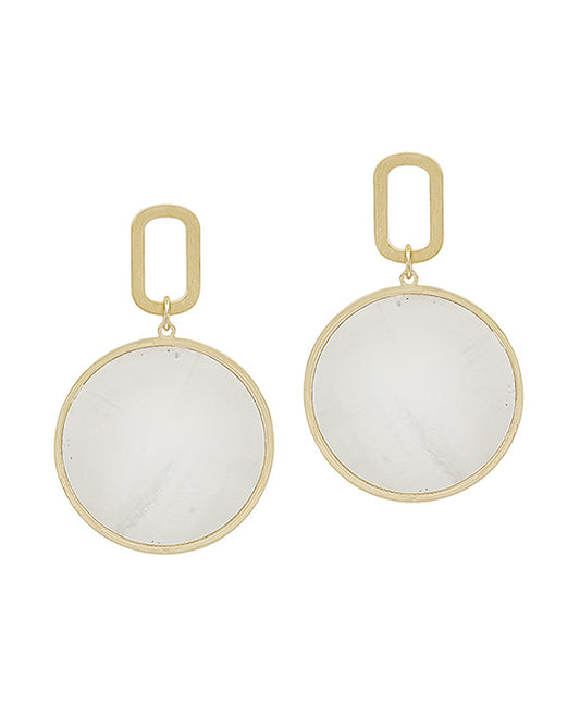 Oval Casting Accent Round Mop Earring