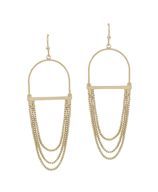 Round Shape Triple Chain Linear Earring
