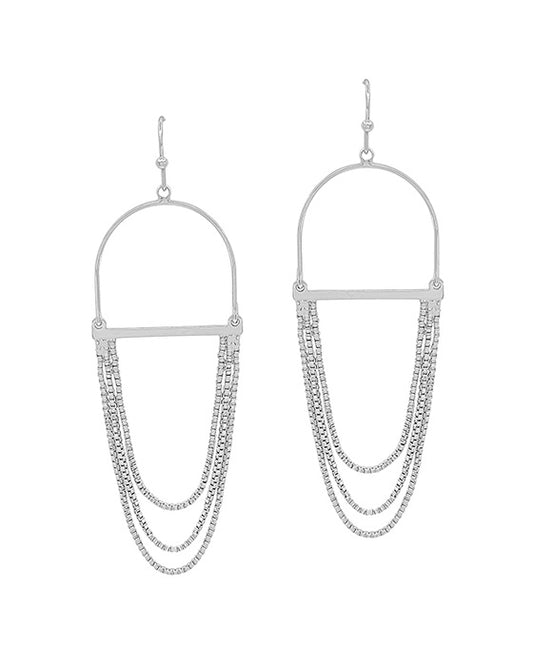 Round Shape Triple Chain Linear Earring