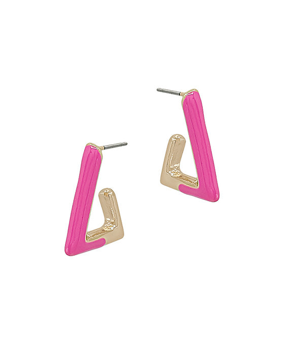 Triangle Shape Epoxy Color Coat Post Earring