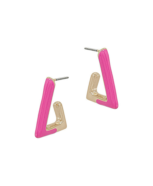 Triangle Shape Epoxy Color Coat Post Earring