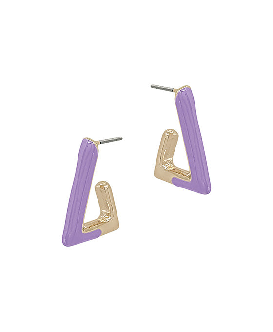 Triangle Shape Epoxy Color Coat Post Earring