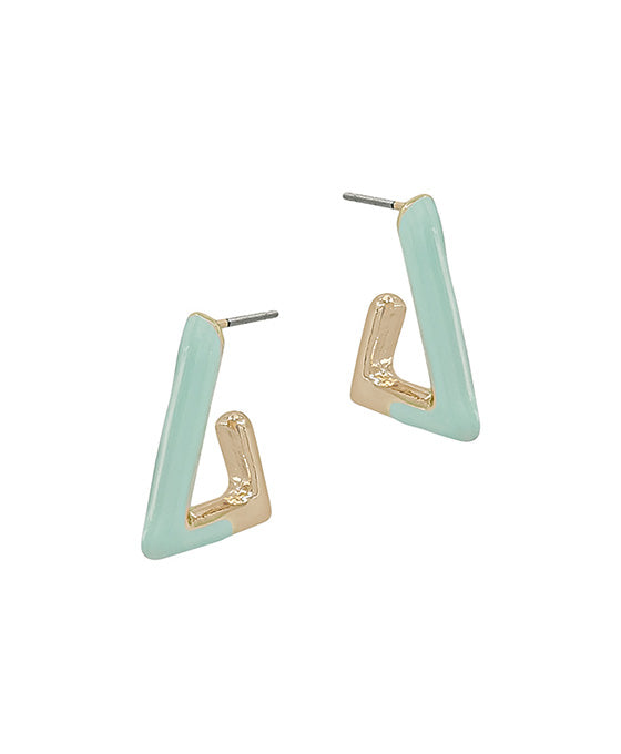 Triangle Shape Epoxy Color Coat Post Earring