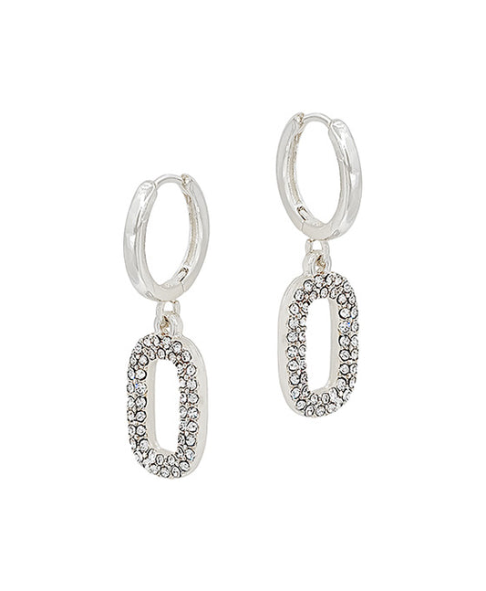 Round Pave Accent Drop Earring