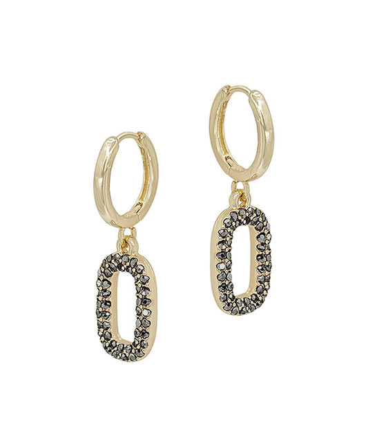 Round Pave Accent Drop Earring