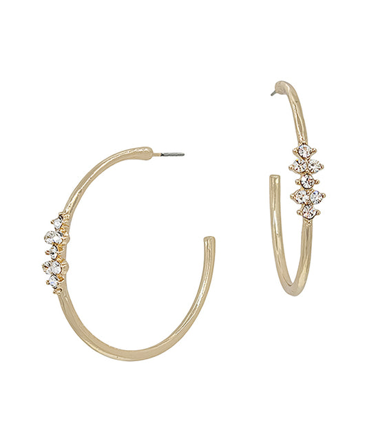 1.75 Inches Flower Shape Pave Round Metal Earring