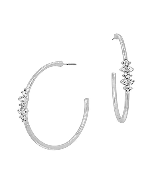 1.75 Inches Flower Shape Pave Round Metal Earring