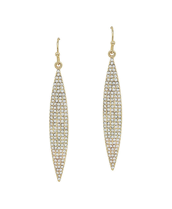 Leaf Shape Pave Metal Earring