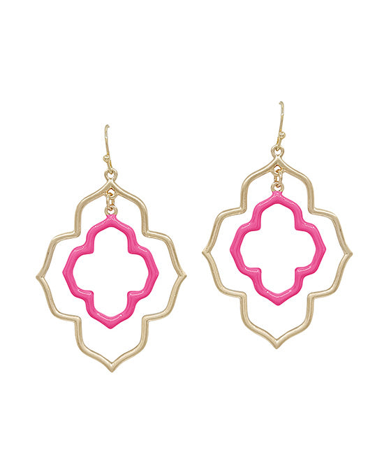 Double Flower Shape Color Epoxy Earring
