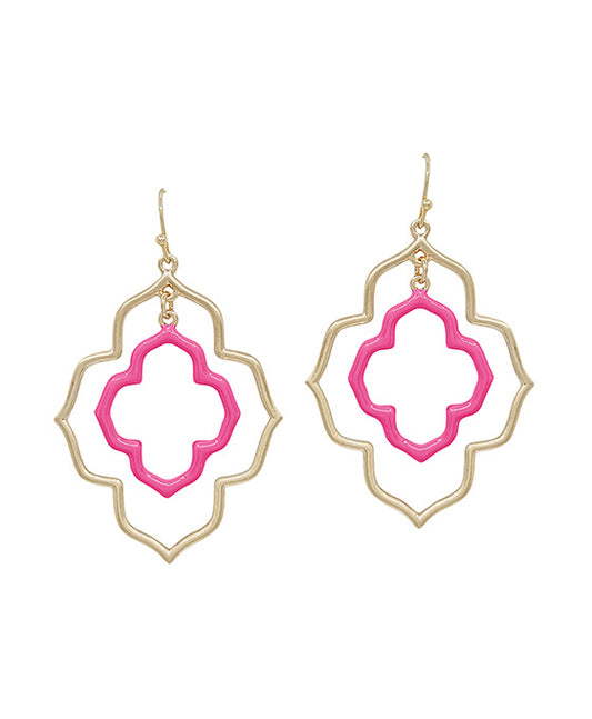 Double Flower Shape Color Epoxy Earring