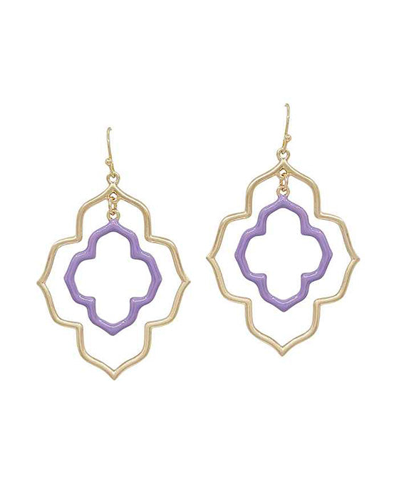 Double Flower Shape Color Epoxy Earring