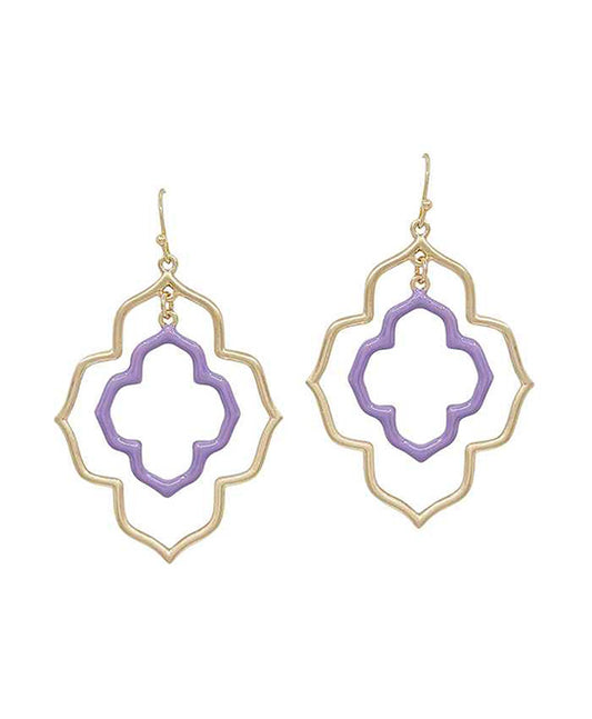 Double Flower Shape Color Epoxy Earring