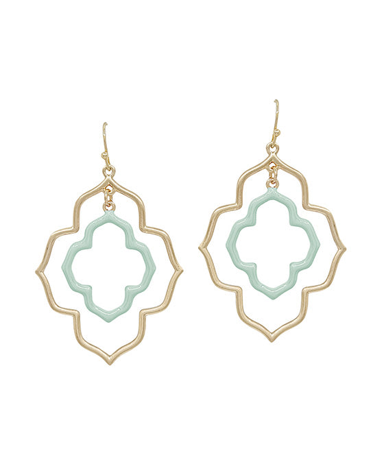 Double Flower Shape Color Epoxy Earring