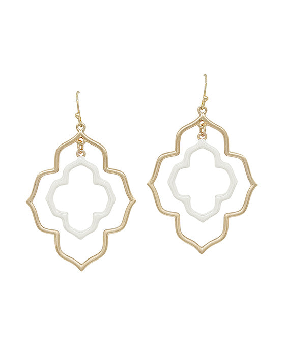Double Flower Shape Color Epoxy Earring