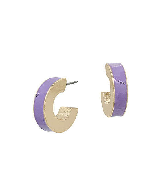 4mm Width Small Epoxy Color Hoop Earring