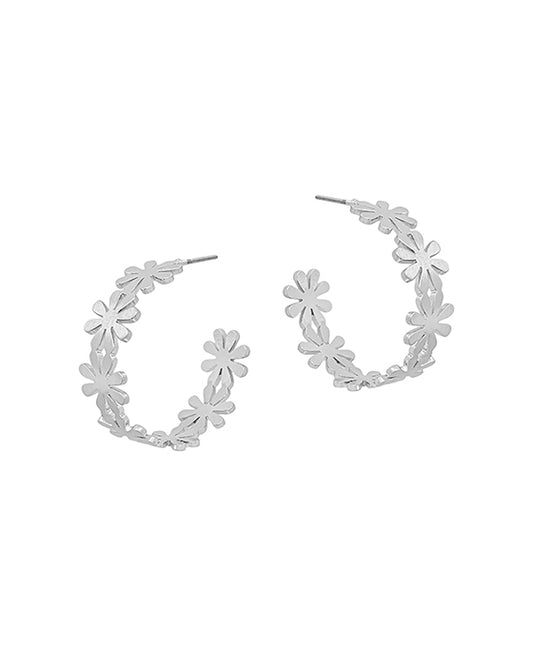 Flower Shape Metal Hoop Earring