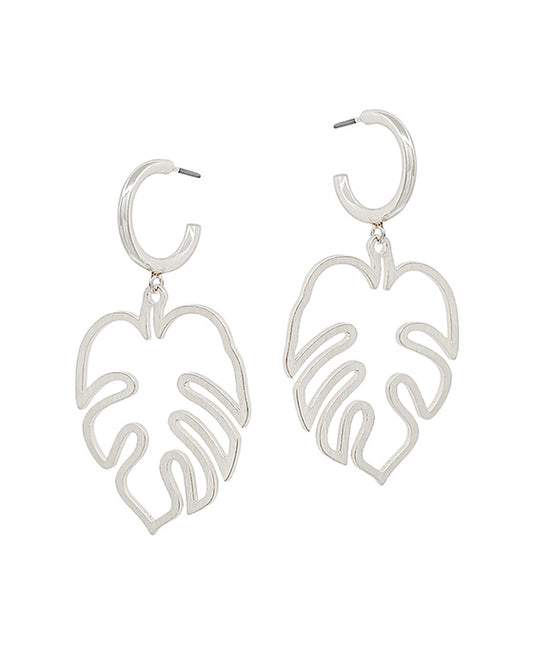 Leaf Shape Metal Drop Hoop Earring