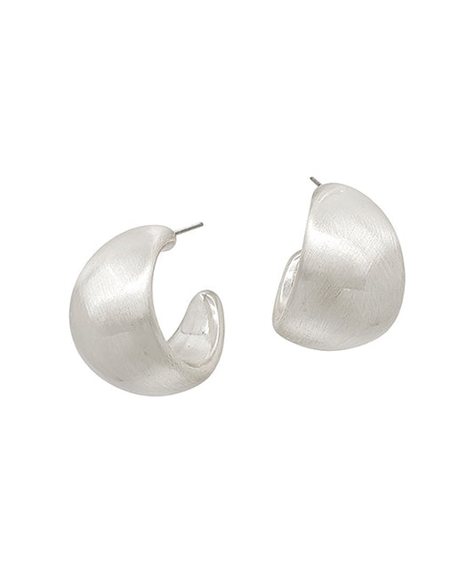 24mm Chunky Round Shape Satin Hoop Earring