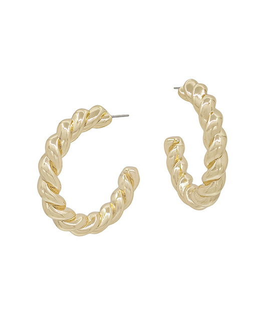 Twisted Texture Bold Metal Hoop Earring